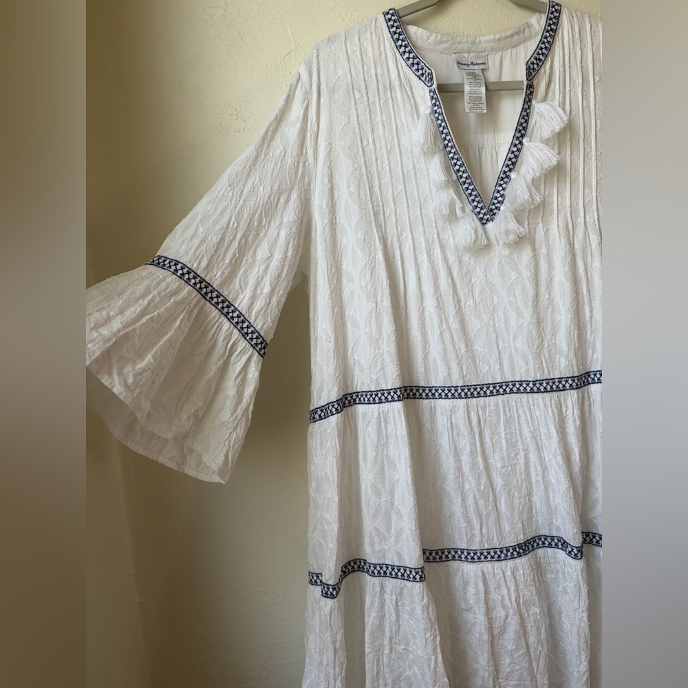Tommy Bahama White Cotton Embroidered Tunic Dress Coverup XL - Picture 3 of 7